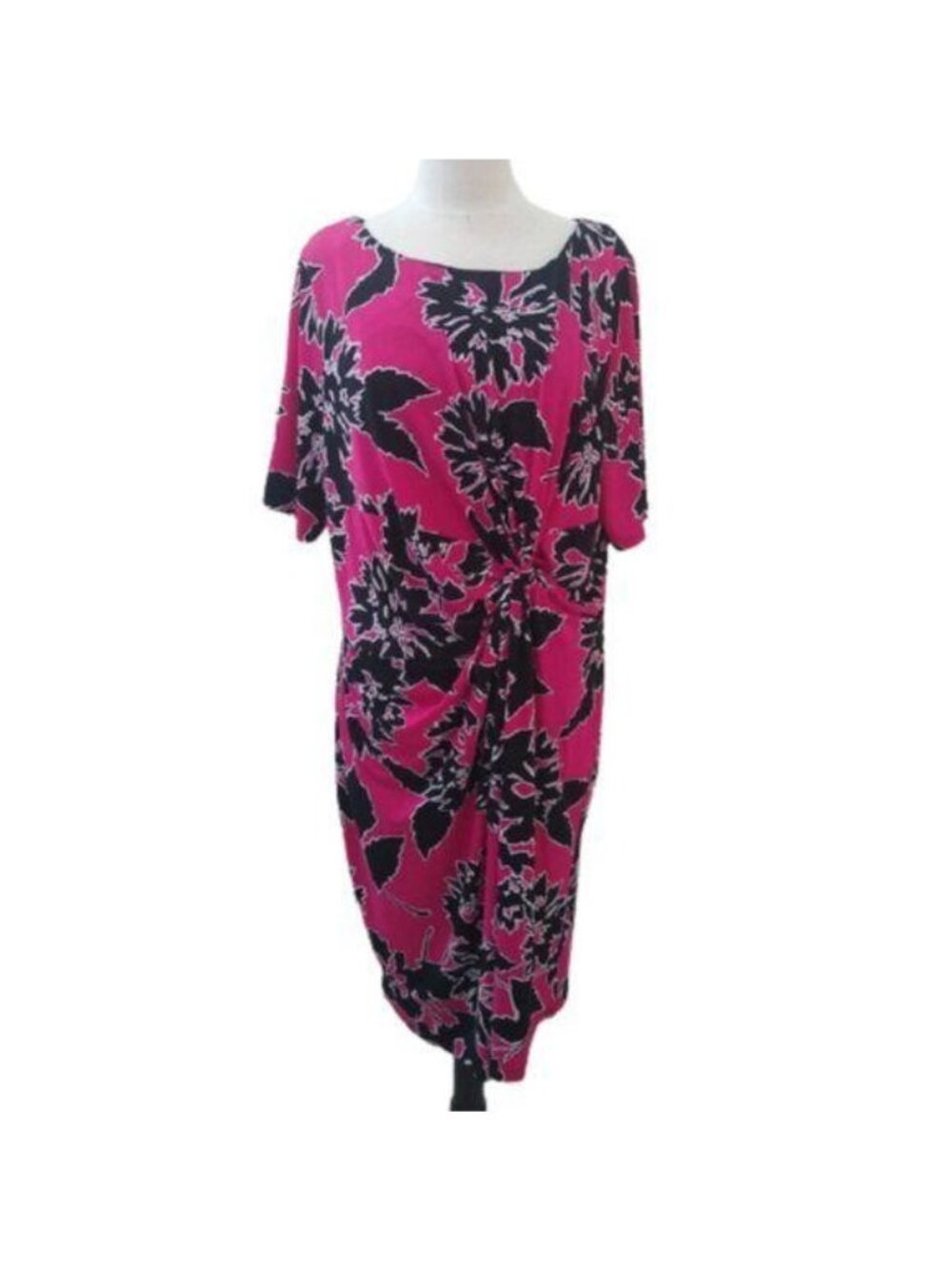 Anthology Front Knot Dress, Black and Bright Pink,  Size 16
